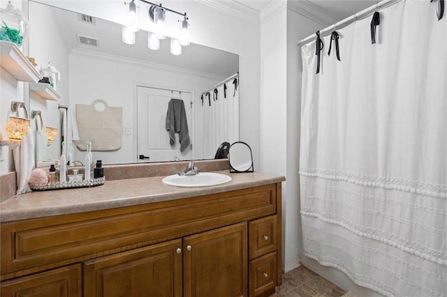 1411 Creola Axis Loop Rd, Axis, AL 36505 - full bath with vanity, crown molding, and curtained shower
