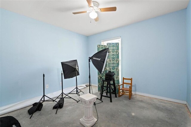 1411 Creola Axis Loop Rd, Axis, AL 36505 - misc room featuring unfinished concrete floors, ceiling fan, and baseboards