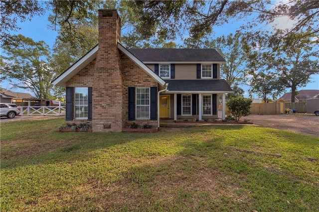 view of front of property with a front lawn