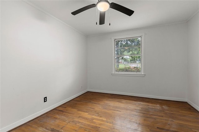 4615 Sunset Dr N, Mobile, AL 36608 - empty room featuring ornamental molding, hardwood / wood-style floors, a ceiling fan, and baseboards