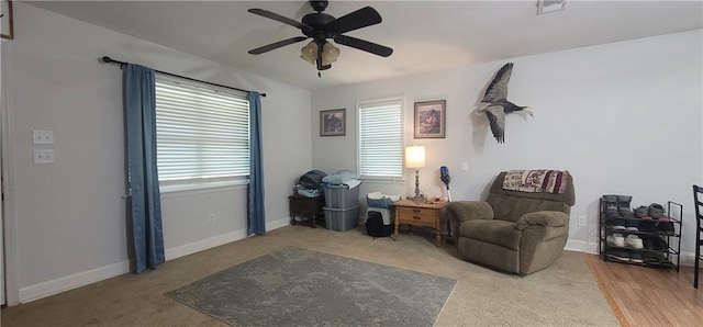 11150 Lakeside Cir, Grand Bay, AL 36541 - sitting room featuring a ceiling fan and carpet floors