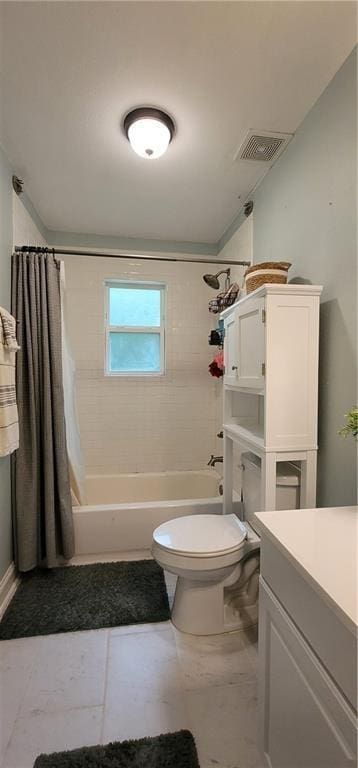11150 Lakeside Cir, Grand Bay, AL 36541 - bathroom with shower / tub combo with curtain, vanity, and tile patterned flooring