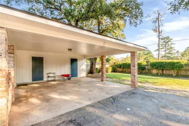 view of patio featuring fence