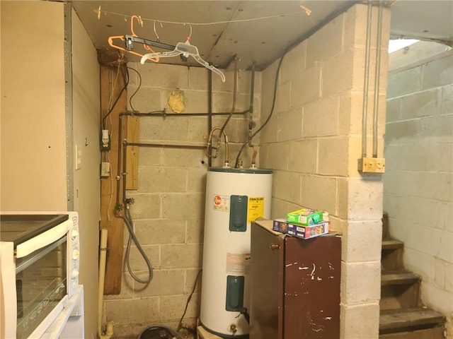 utility room with water heater