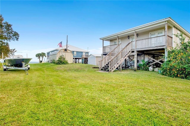 view of yard with a deck