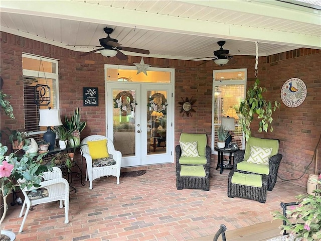 9849 Aspen Cir, Daphne, AL 36527 - view of patio with ceiling fan and french doors