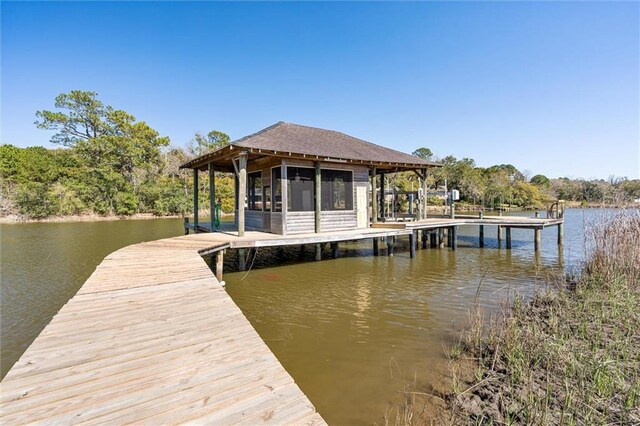 view of dock featuring a water view