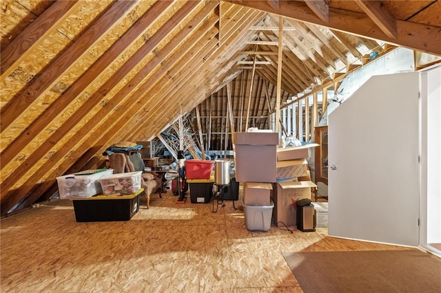 view of unfinished attic