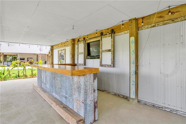 interior space with a barn door