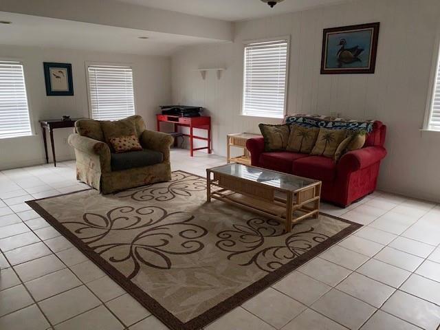 living room featuring a healthy amount of sunlight and light tile patterned flooring