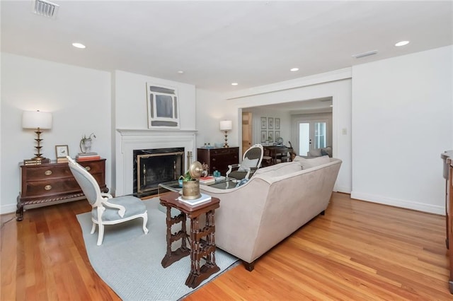 living room featuring light hardwood / wood-style flooring