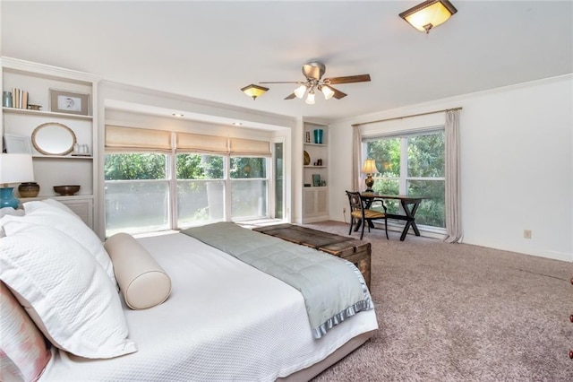 bedroom with carpet and ceiling fan