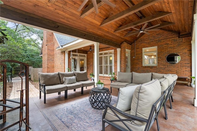 view of patio / terrace with an outdoor hangout area and ceiling fan