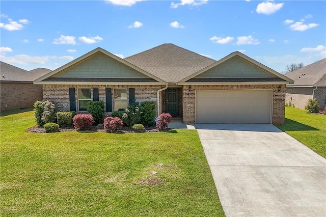 8320 Ogilvy Ct, Daphne, AL 36526 - view of front of house with an attached garage, driveway, a front lawn, and brick siding