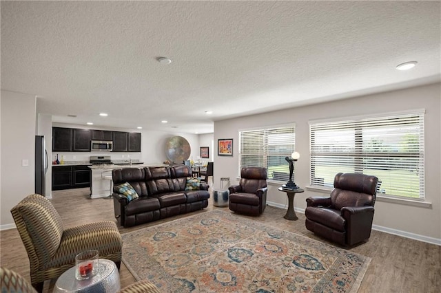 8320 Ogilvy Ct, Daphne, AL 36526 - living area featuring baseboards, a textured ceiling, light wood-style flooring, and a wealth of natural light