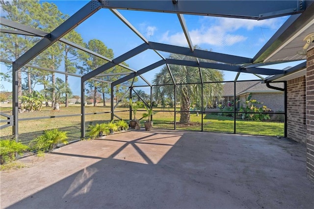 view of patio with a lanai