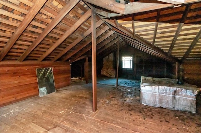 view of unfinished attic