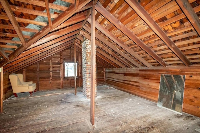 view of unfinished attic