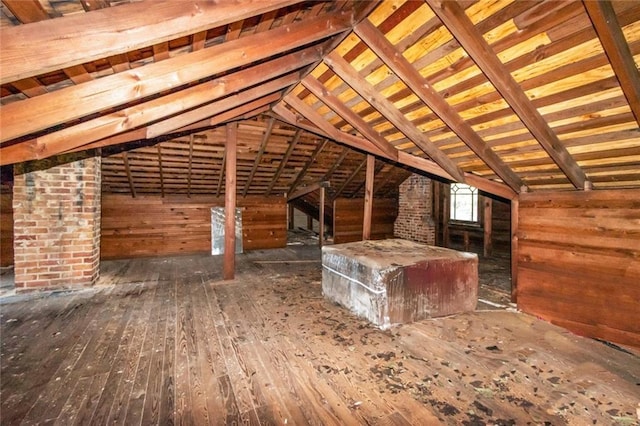 view of unfinished attic