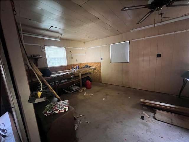 5470 Robert Jefferson Dr E, Theodore, AL 36582 - basement with wood walls and ceiling fan