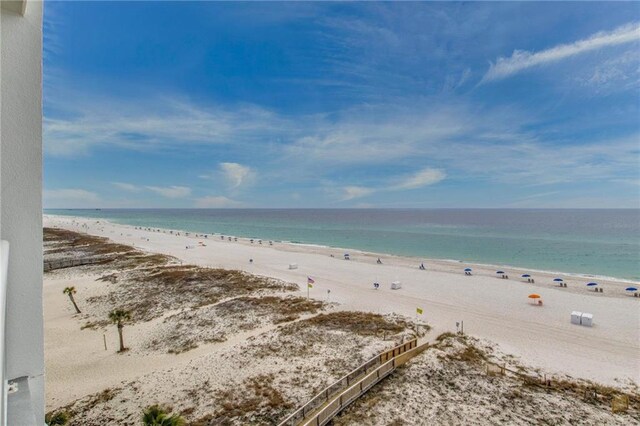 property view of water with a beach view