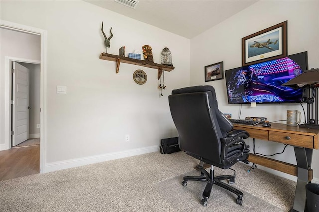 view of carpeted office