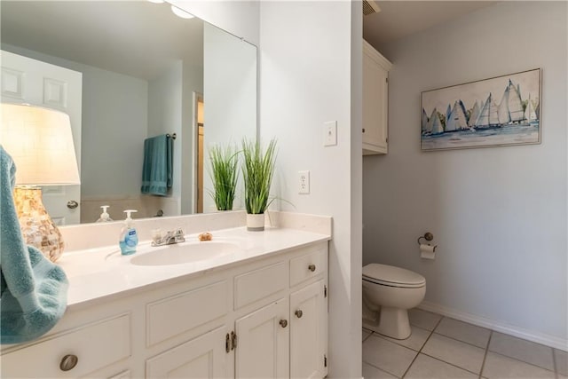 50 Forney Johnston Dr Unit 7A, Dauphin Island, AL 36528 - bathroom featuring baseboards, toilet, vanity, and tile patterned flooring