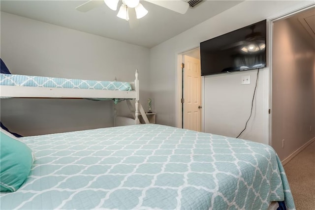 50 Forney Johnston Dr Unit 7A, Dauphin Island, AL 36528 - carpeted bedroom with visible vents, baseboards, and a ceiling fan