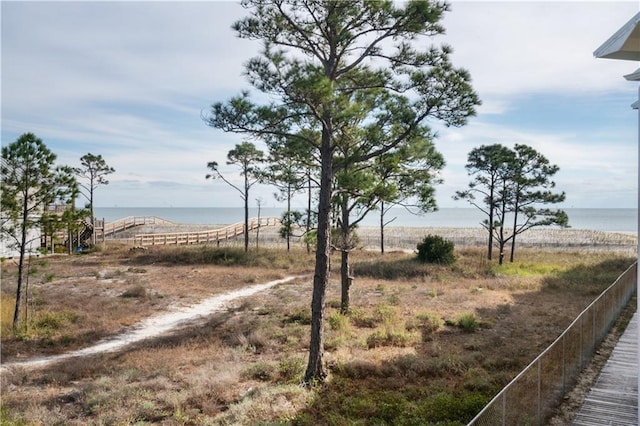 view of yard with a water view