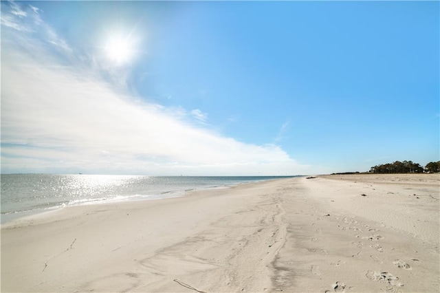 view of water feature featuring a beach view