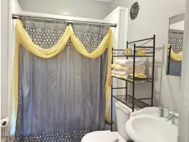 361 Fredonia St, Mobile, AL 36607 - full bath featuring toilet, a shower with curtain, and a sink