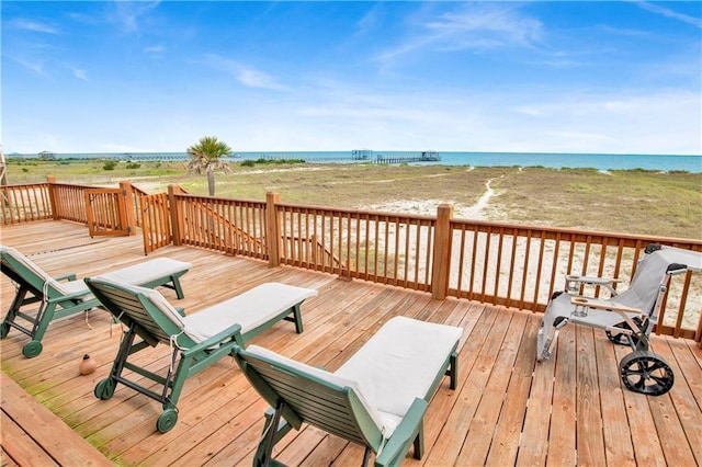 deck with a water view