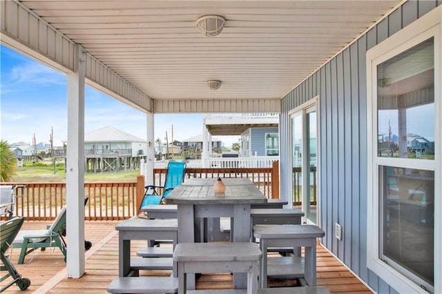 deck with a residential view