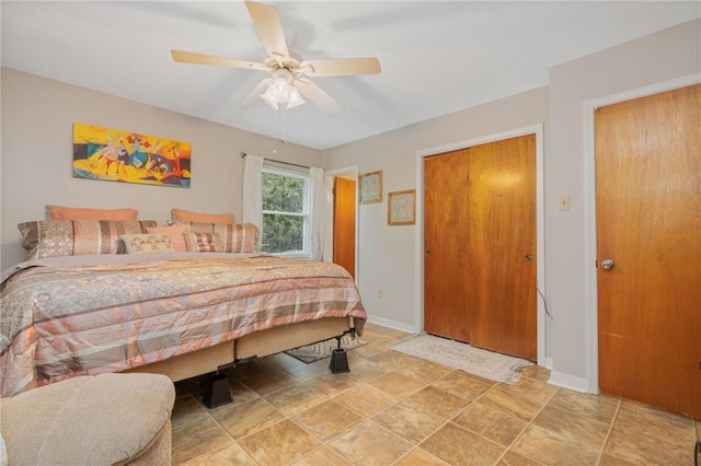 bedroom featuring ceiling fan