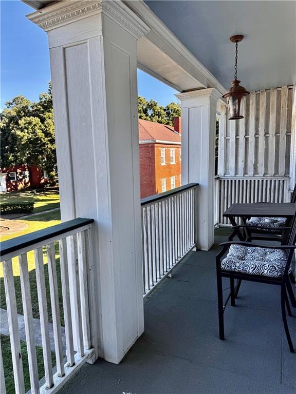 balcony featuring a porch