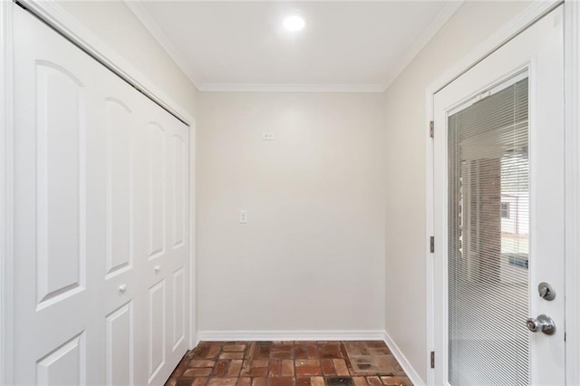 hallway with crown molding