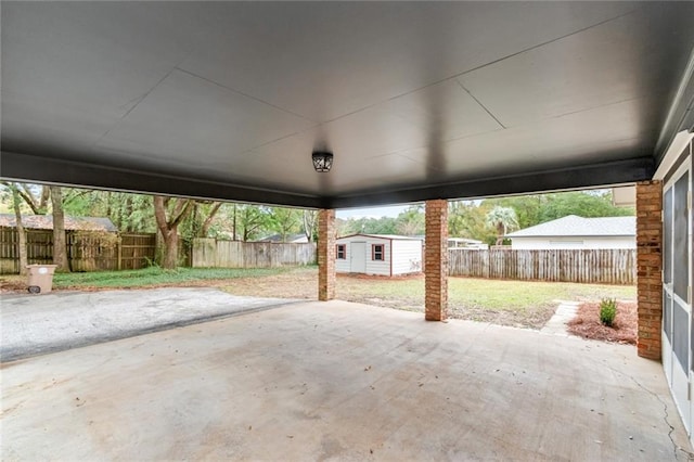 view of patio featuring an outdoor structure