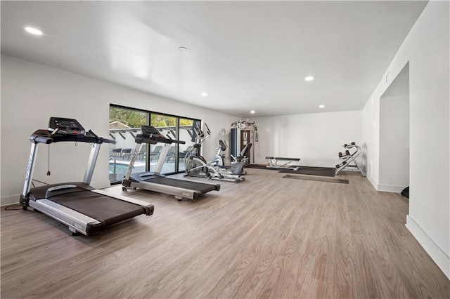 3655 Old Shell Rd Unit 121, Mobile, AL 36608 - workout area with wood finished floors and recessed lighting