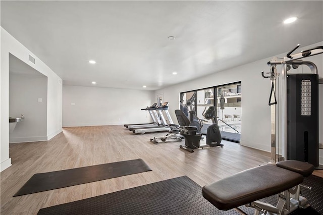 3655 Old Shell Rd Unit 121, Mobile, AL 36608 - gym with wood finished floors and recessed lighting