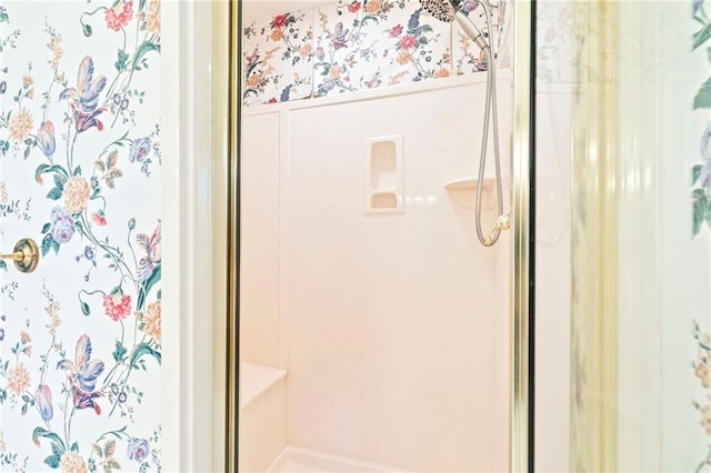 bathroom featuring an enclosed shower