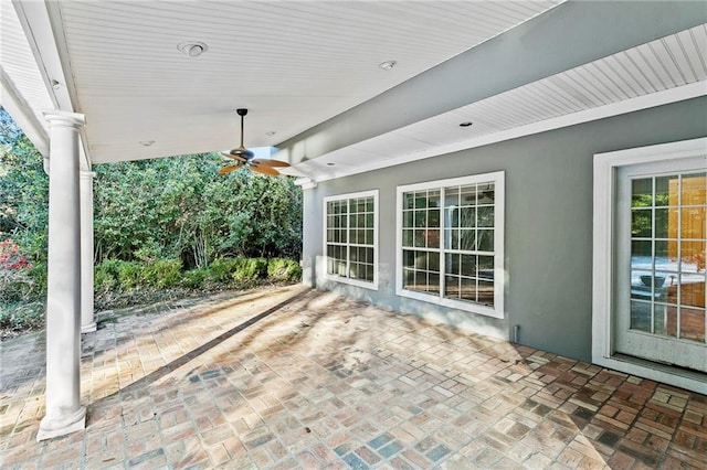 view of patio / terrace with ceiling fan