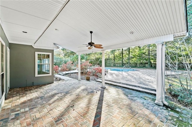 view of patio / terrace featuring ceiling fan