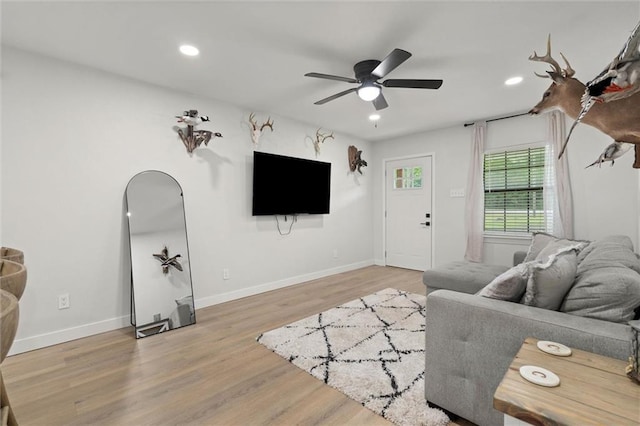 254 Fairford Rd, Calvert, AL 36513 - living area featuring recessed lighting, ceiling fan, and light wood-style floors