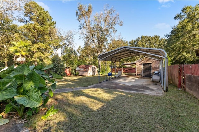 view of parking featuring a carport and a lawn