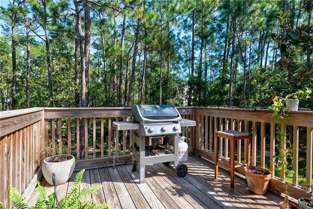 deck featuring grilling area