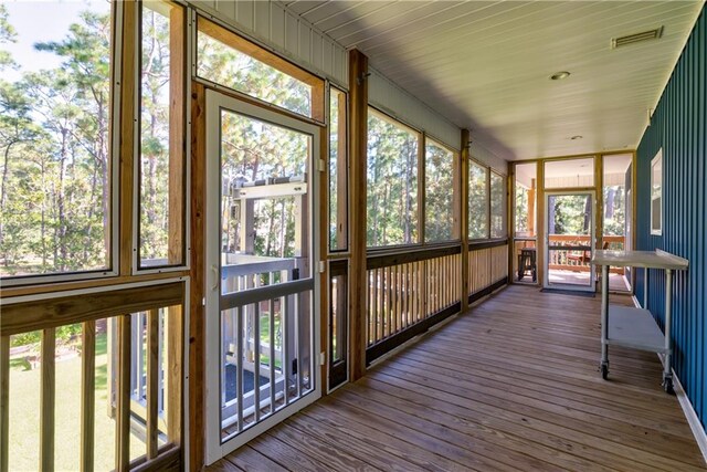 view of unfurnished sunroom