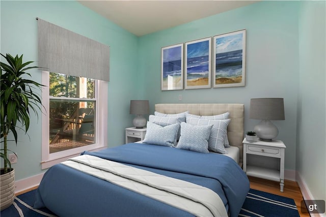 bedroom with wood-type flooring