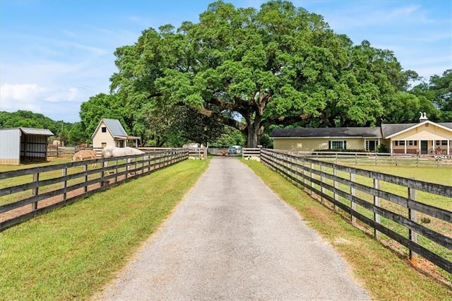 view of road with driveway