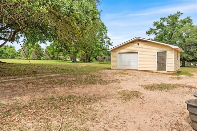 detached garage with driveway