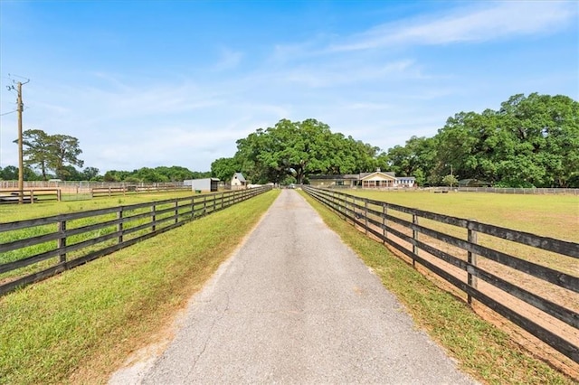 view of street featuring a rural view